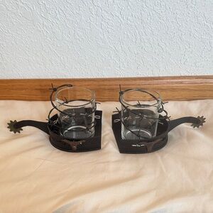 Western Style Glass Candle Holders